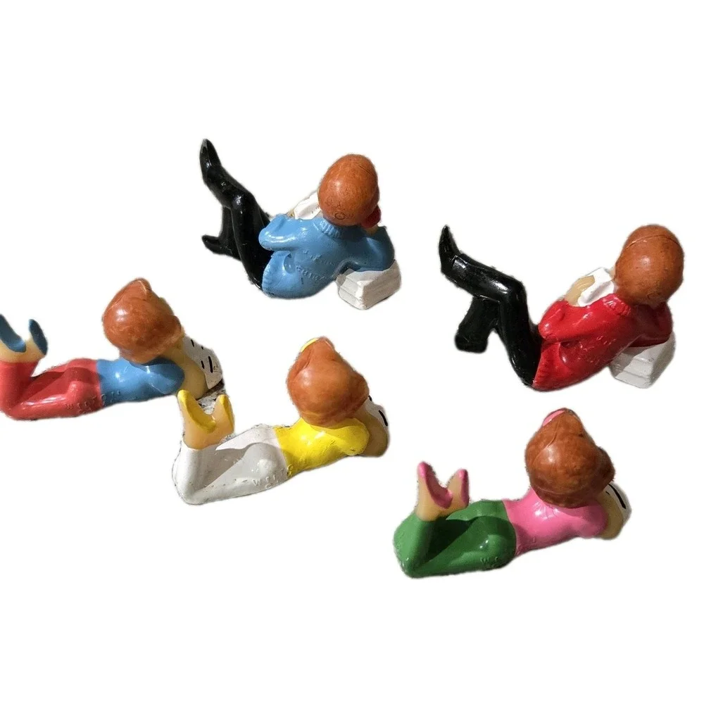 Vintage Set Of 5 WILTON‎ CAKE TOPPERS 1960's Teenage 2 Boys 3 Girls on Phone